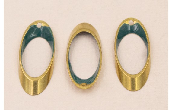 Ovalo Biselado 25*10 Esmalte Azul Petroleo