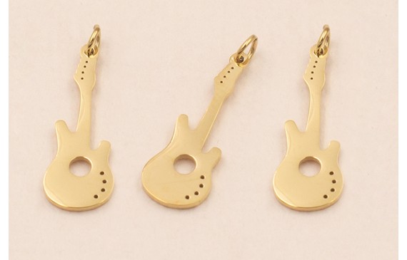 Colgante Guitarra Acero Inox. 17*6mm Oro