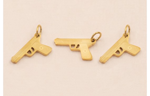 Colgante Pistola Acero Inox. 14*7mm Oro