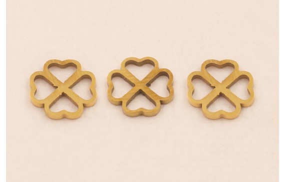 Trevol 4 hojas Acero Inox. 9*9mm Oro