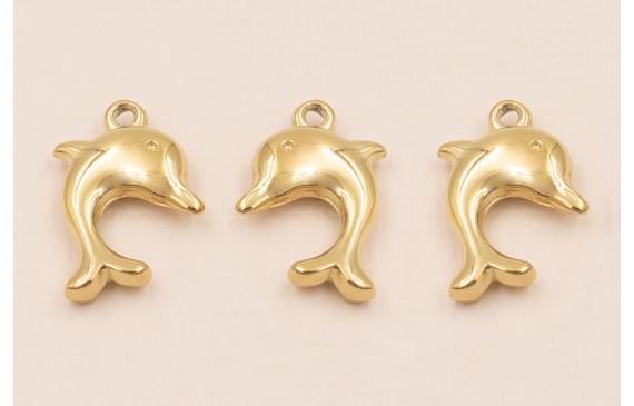 Colgante Delfín Acero Inox. 18*11mm Oro