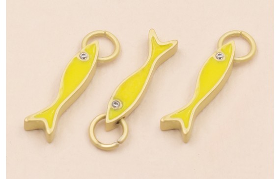 Colgante Pez esmaltado Amarillo 15*3 con arandela