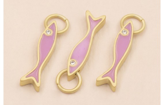 Colgante Pez esmaltado Lila 15*3mm con arandela