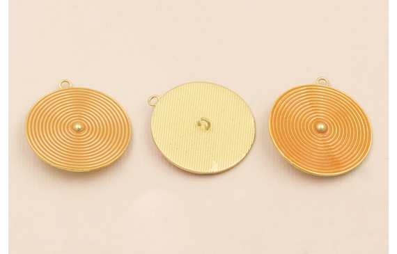 Colgante Disco rayado de 30mm O.mate Esmalte Ocre Colgante Disco rayado de 30mm O.mate Esmalte Ocre