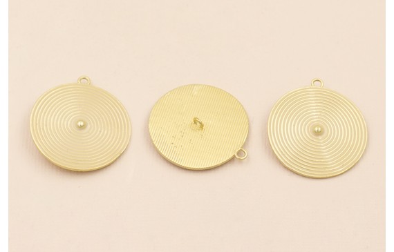 Colgante Disco rayado de 30mm O.mate Esmalte Beige