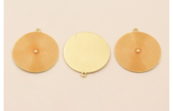 Colgante Disco rayado de 38mm O.mate Esmalte Ocre Colgante Disco rayado de 38mm O.mate Esmalte Ocre
