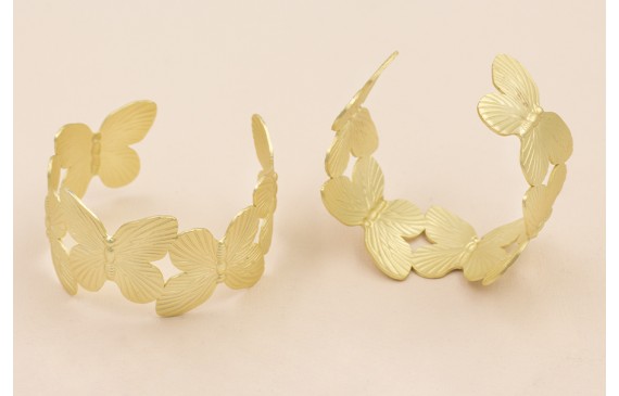 Pulsera Brazalete Mariposas de 35mm Oro Mate