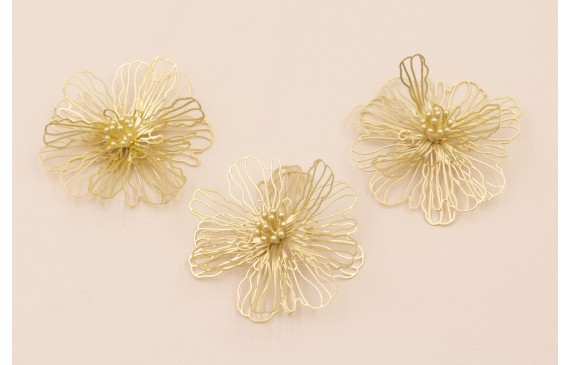 Flor 3 capas 46mm diamtro Oro Mate Flor 3 capas 46mm diamtro Oro Mate