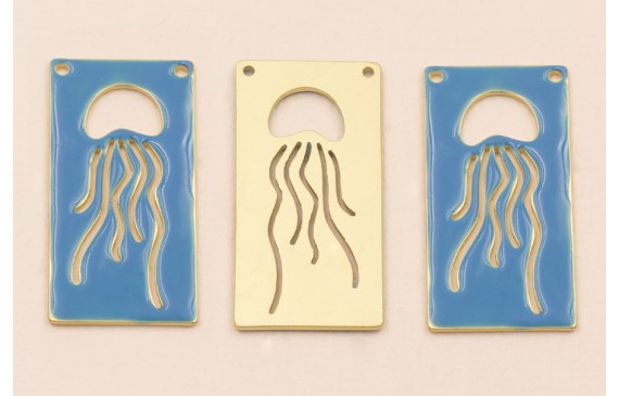 Rectangulo Calado Medusa 30*15mm Azul