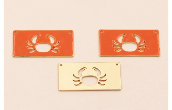 Rectangulo Calado Cangrejo 30*15mm Coral Rectangulo Calado Cangrejo 30*15mm Coral