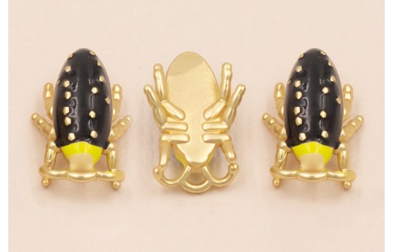 Colgante Escarabajo 15*10mm Negro, Lima y Beige