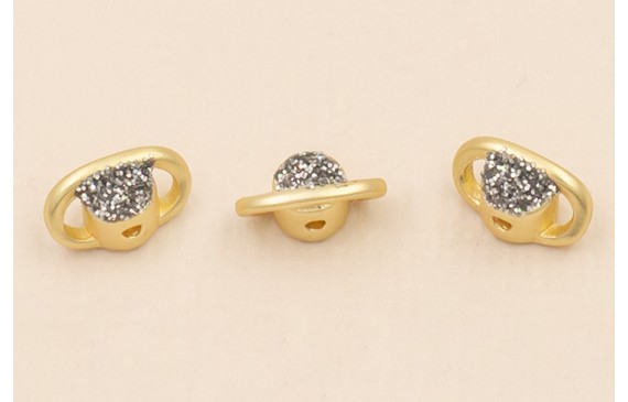 Entrepieza Planeta Brillante 8*5mm Oro Mate