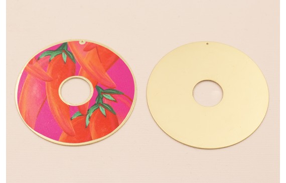 Disco 60mm  Oro Mate Pimientos sobre Fuxia