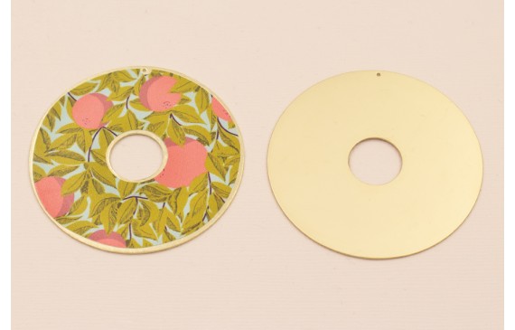 Disco 60mm  Oro Mate Hojas verdes y Flores rosas