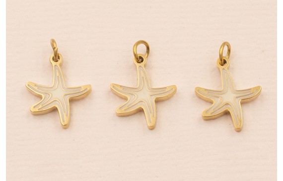 Colgante estrella Mar Acero 316L 9*9mm Color Crema