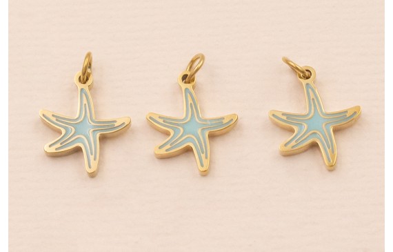 Colgante estrella Mar Acero 316L 9*9mm Color Azul