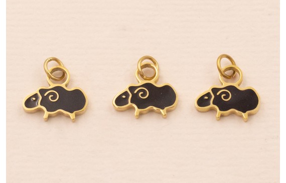 Colgante Oveja Acero 316L 9*5mm Esmalte Negro Colgante Oveja Acero 316L 9*5mm Esmalte Negro