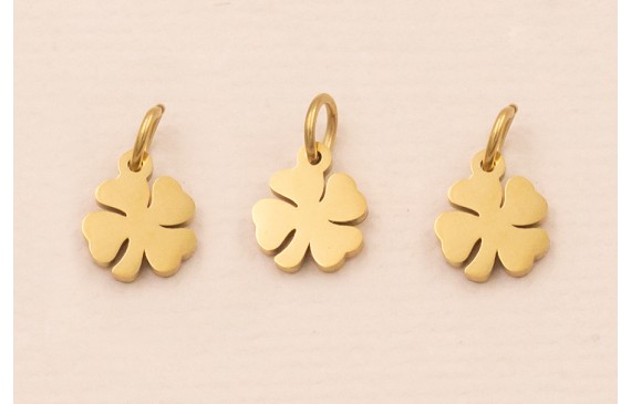 Colgante Trebol 4 hojas Acero Inox 316L 6*6mm Oro Colgante Trebol 4 hojas Acero Inox 316L 6*6mm Oro