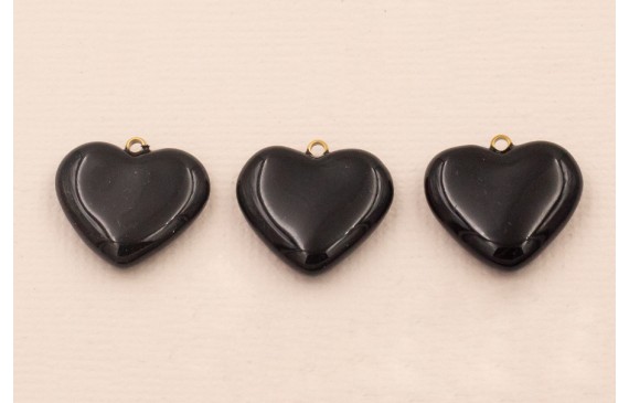 Colgante Acero 316L Corazón esmalte 15*13mm Negro