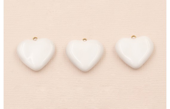 Colgante Acero 316L Corazón esmalte 15*13mm Blanco