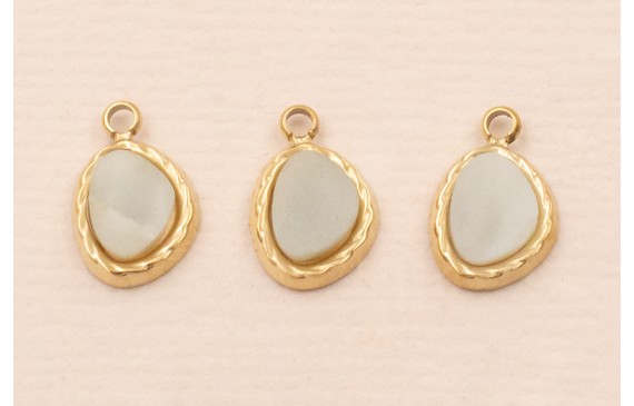 Colgante Acero Inox. 316L 9*5mm  Piedra Turquesa