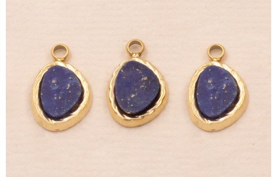 Colgante Acero Inox. 316L 9*5mm con Piedra Añil