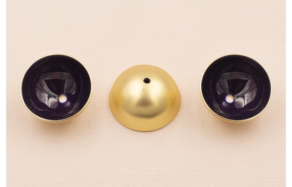 Semi Bola de 20mm con esmalte Negro y Oro Mate