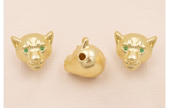 Cabeza Tigre 13*13*20 Oro Mate Ojos verdes