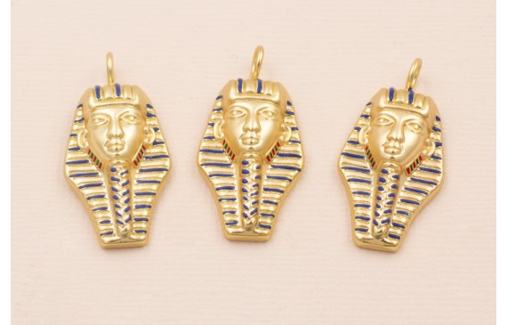 Colgante Efigie 30*15mm Oro Mate y Azul