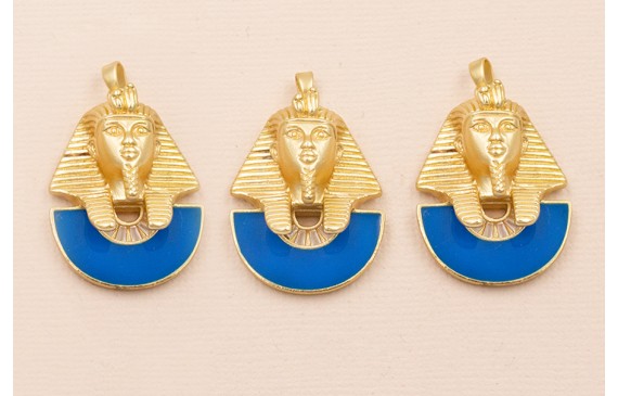 Colgante Efigie 30*22 Oro Mate y Azul Añil