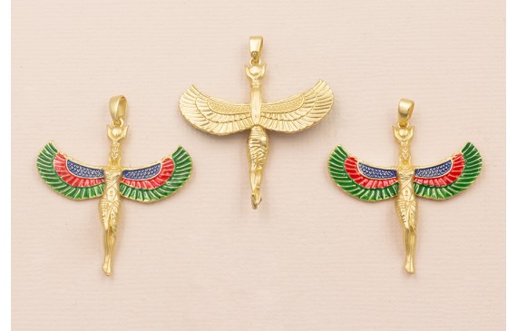 Colgante Egipcio Esmalte Tricolor 35*33mm