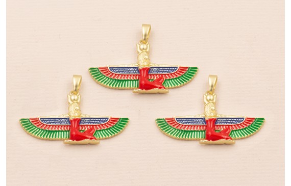 Pieza Egipcia de 35*18 Oro Mate Aul, verde y Rojo Pieza Egipcia de 35*18 Oro Mate Aul, verde y Rojo