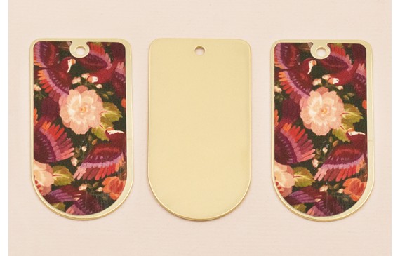 Pieza 50*25 Oro mate Flor Rosa y granate Pieza 50*25 Oro mate Flor Rosa y granate