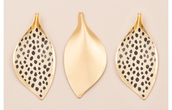 Cogante Hoja 56*26mm Oro Mate Piel Tigre