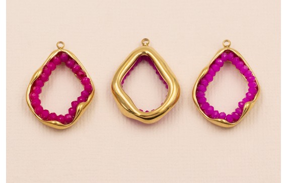 Aro 25*18mm Borde piedras moradas Stainless Steel