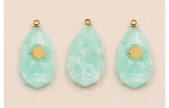 Colgante piedra Turquesa 25*18 y estrella S.Steel Colgante piedra Turquesa 25*18 y estrella S.Steel