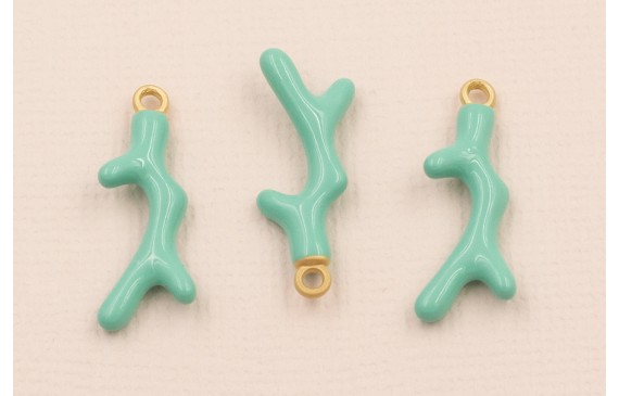 Colgante Coral 20*7mm Esmalte color Turquesa