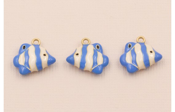 Colgante Pez Tropical 16*12mm Azul y Crema