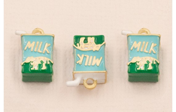 Colgante Caja Leche 10*6mm Azul y Verde