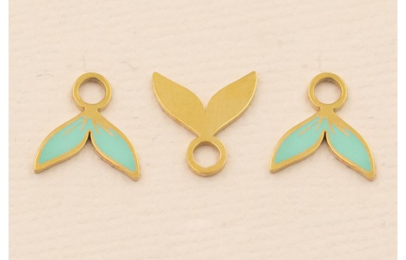 Cola de Pez Turquesa Stainless Steel 10*10mm Oro Cola de Pez Turquesa Stainless Steel 10*10mm Oro