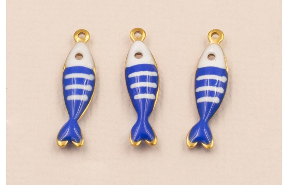 Colgante Pez Stainless Steel 18*5mm Azul y Blanco Colgante Pez Stainless Steel 18*5mm Azul y Blanco