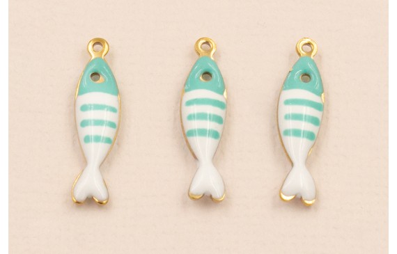 Colgante Pez Stainless Steel 18*5 Turquesa Blanco