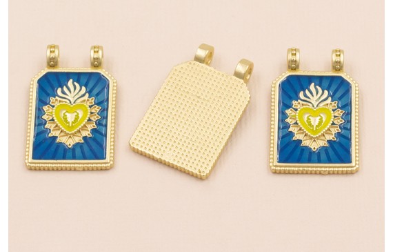 Medalla Sagrado Corazón 30*17 Azul y Lima Medalla Sagrado Corazón 30*17 Azul y Lima