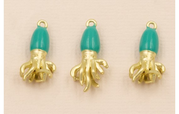 Pulpo Dorado Mate Cabeza Turquesa 20*10mm