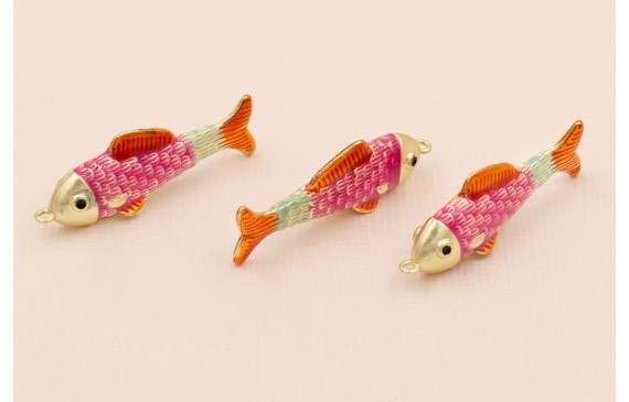 Colgante Pez 35*10mm Fuxia, verde y Naranja