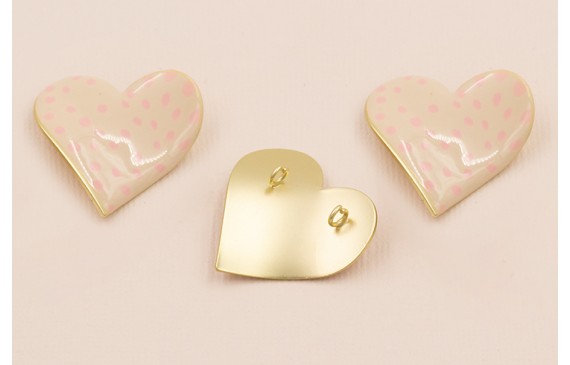 Colgante Corazón 30*30 Beige y Motas Lilas