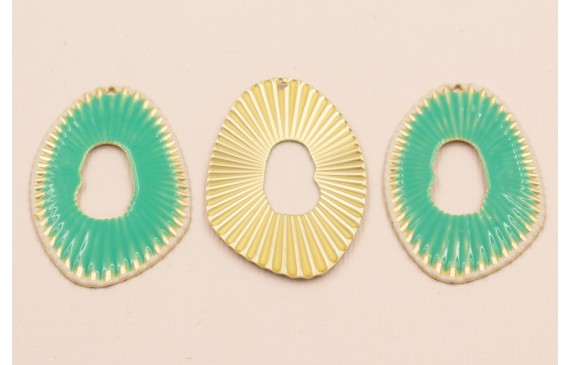 Ovalo Estriado Turqueda ,Beige y Oro mate 47*32