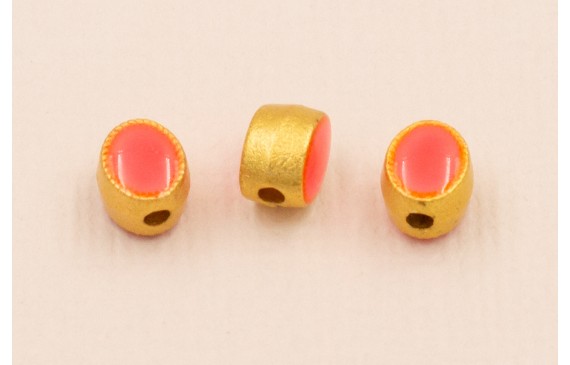 Entrepieza Ovalada 5*5*4mm Oro Esmalte Fuxia Entrepieza Ovalada 5*5*4mm Oro Esmalte Fuxia
