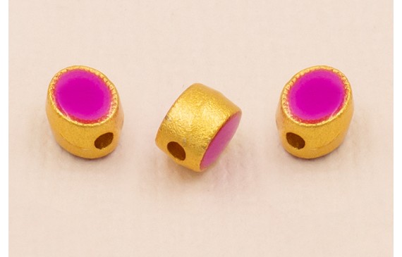 Entrepieza Ovalada 5*5*4mm Oro Esmalte Morado Entrepieza Ovalada 5*5*4mm Oro Esmalte Morado
