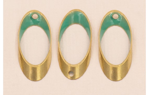 Ovalo Biselado 25*10 Esmalte Turquesa